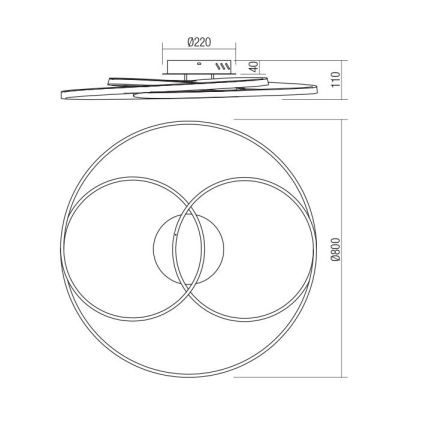 Redo 01-2975 - Φωτιστικό οροφής LED CENTRIX LED/92W/230V μαύρο