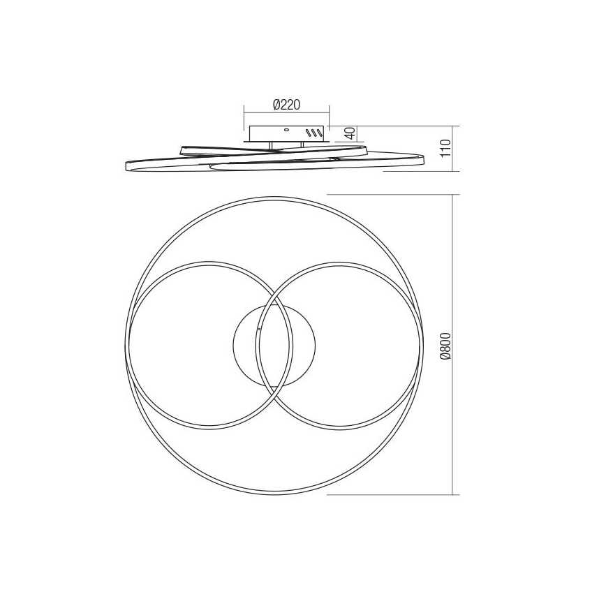 Redo 01-2975 - Φωτιστικό οροφής LED CENTRIX LED/92W/230V μαύρο