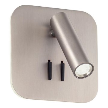 Redo 01-2978 - Επιτοίχιο φωτιστικό LED QUDA LED/6W/230V + LED/3W 3000K CRI 90 USB ματ χρώμιο