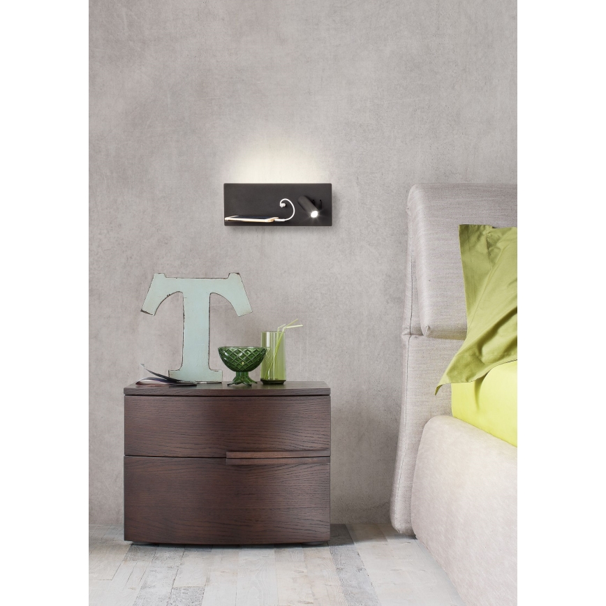 Redo 01-2985 - Φωτιστικό σποτ τοίχου LED BROOK LED/8W/230V + LED/3W USB CRI 90 μαύρο left