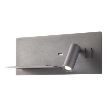 Redo 01-2985 - Φωτιστικό σποτ τοίχου LED BROOK LED/8W/230V + LED/3W USB CRI 90 μαύρο left