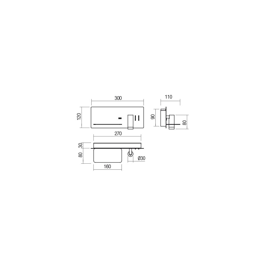 Redo 01-2985 - Φωτιστικό σποτ τοίχου LED BROOK LED/8W/230V + LED/3W USB CRI 90 μαύρο left