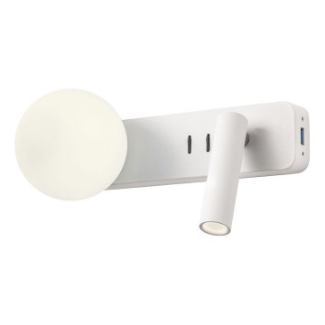 Redo 01-2991 - LED Επιτοίχιο φωτιστικό OASIS LED/3W/230V + 1xG9/10W USB CRI 90 λευκό