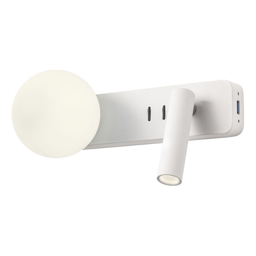 Redo 01-2991 - LED Επιτοίχιο φωτιστικό OASIS LED/3W/230V + 1xG9/10W USB CRI 90 λευκό