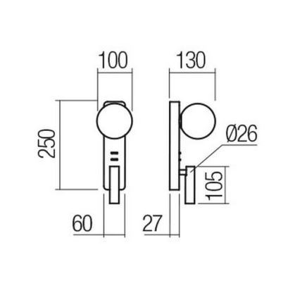 Redo 01-2992 - Επιτοίχιο φωτιστικό LED OASIS LED/3W/230V + 1xG9/10W USB CRI 90 μπρονζέ