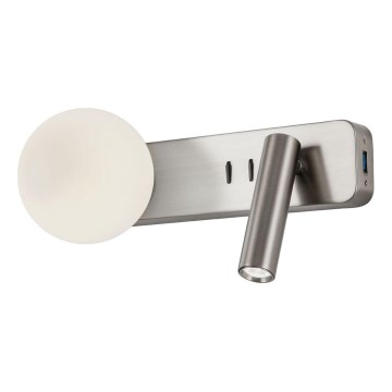 Redo 01-2993 - LED Επιτοίχιο φωτιστικό OASIS LED/3W/230V + 1xG9/10W USB CRI 90 γυαλιστερό χρώμιο