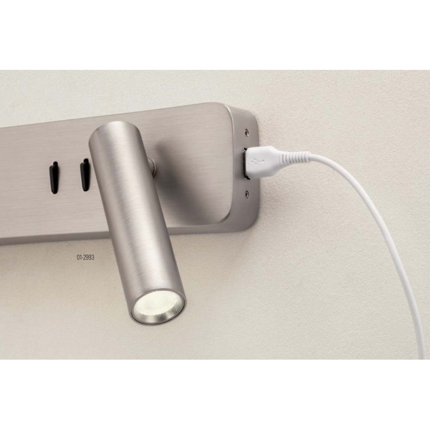 Redo 01-2993 - LED Επιτοίχιο φωτιστικό OASIS LED/3W/230V + 1xG9/10W USB CRI 90 γυαλιστερό χρώμιο