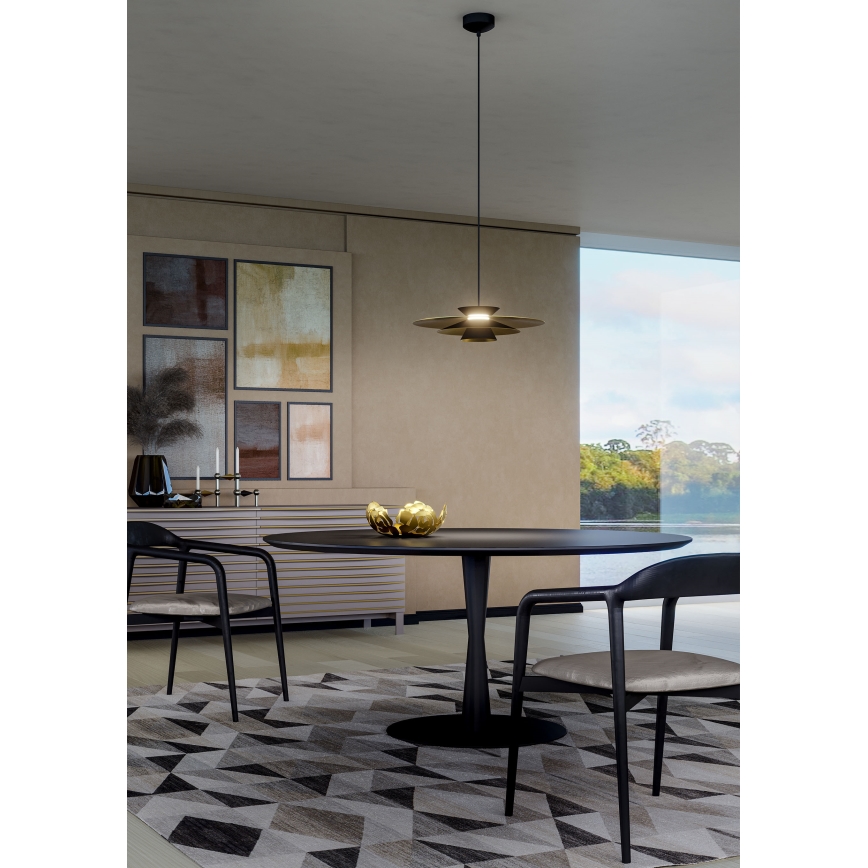 Redo 01-3001 - Κρεμαστό φωτιστικό LED με καλώδιο FARGO LED/16,5W/230V CRI 90 Ø 50 cm μαύρο/χρυσό