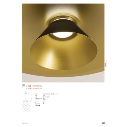 Redo 01-3003 - Κρεμαστό φωτιστικό LED με καλώδιο FARGO LED/16,5W/230V CRI 90 διάμ. 50 cm μπεζ/λευκό