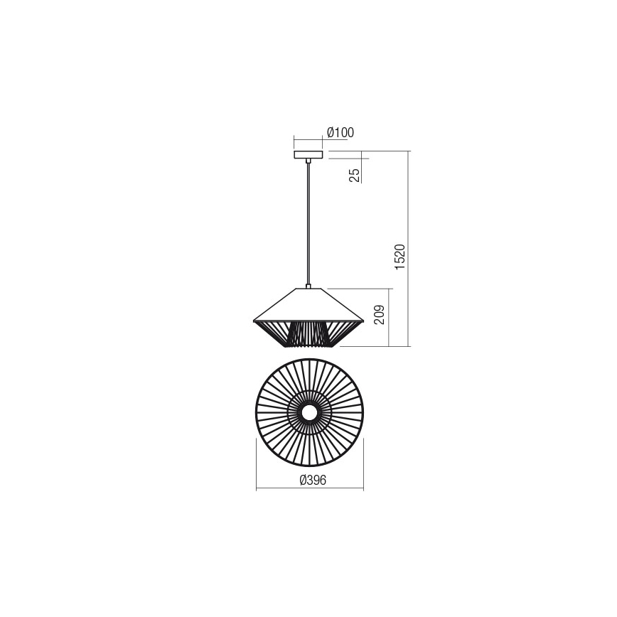 Redo 01-3005 - Κρεμαστό φωτιστικό με καλώδιο GRILL 1xE27/42W/230V Ø 39,6 cm μαύρο/καφέ