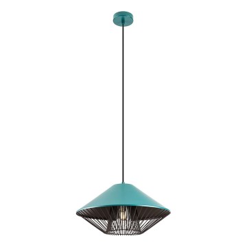 Redo 01-3006 - Κρεμαστό φωτιστικό GRILL με καλώδιο 1xE27/42W/230V Ø 39,6 cm μαύρο/τιρκουάζ