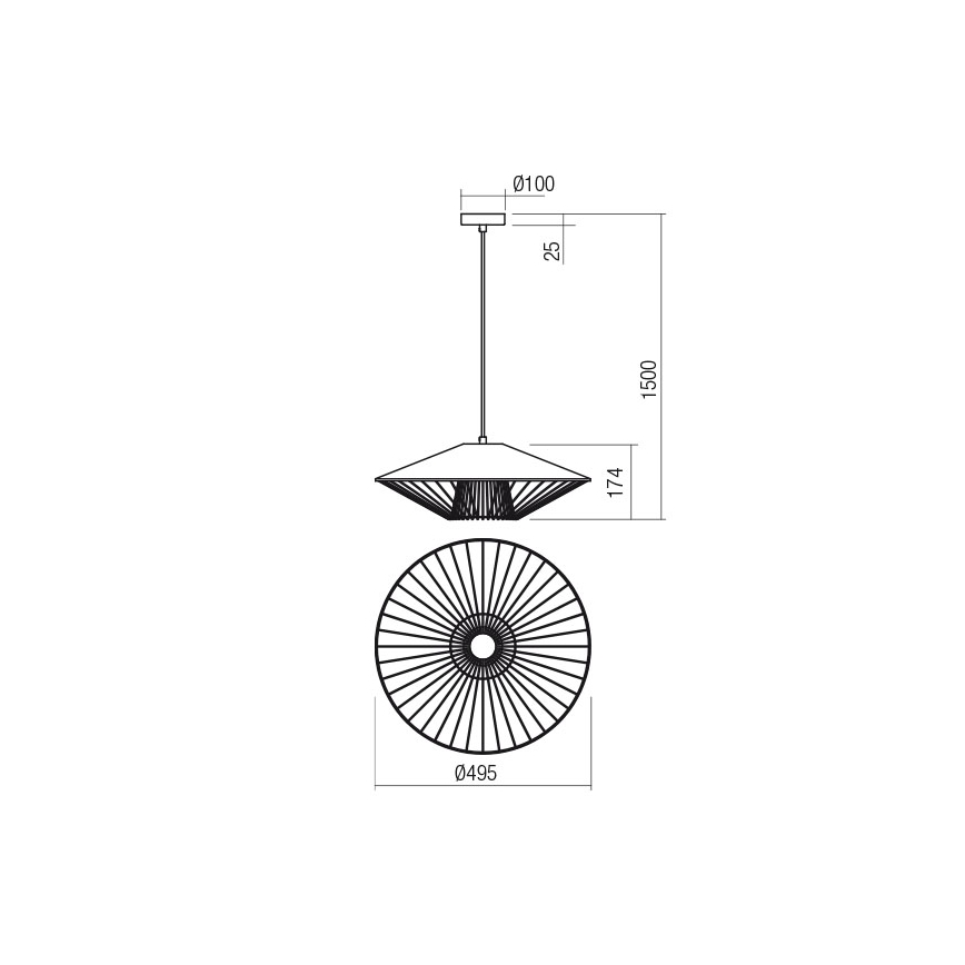Redo 01-3011 - Κρεμαστό φωτιστικό με καλώδιο GRILL 1xE27/42W/230V Ø 49,5 cm μαύρο/μπεζ