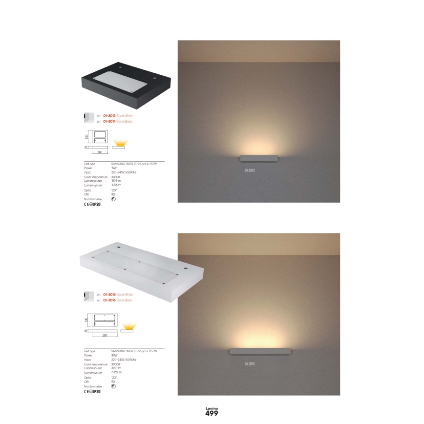 Redo 01-3016 - Επιτοίχιο φωτιστικό LED LAMINA 2xLED/15W/230V CRI 90 μαύρο