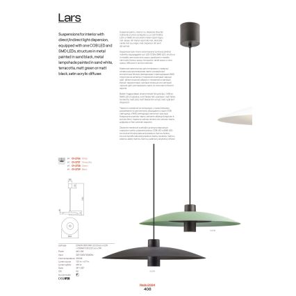 Redo 01-3018 - LED κρεμαστό φωτιστικό σε σύρμα LARS LED/14W/230V + LED/10W Ø 60 cm CRI 90 λευκό