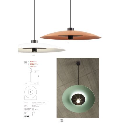 Redo 01-3018 - LED κρεμαστό φωτιστικό σε σύρμα LARS LED/14W/230V + LED/10W Ø 60 cm CRI 90 λευκό