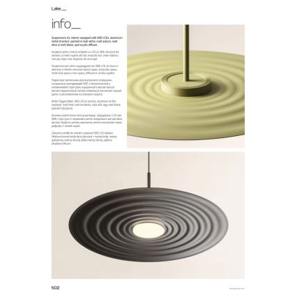 Redo 01-3045 - LED κρεμαστό φωτιστικό με καλώδιο LAKE LED/13W/230V CRI 90 Ø 50 cm πορτοκαλί