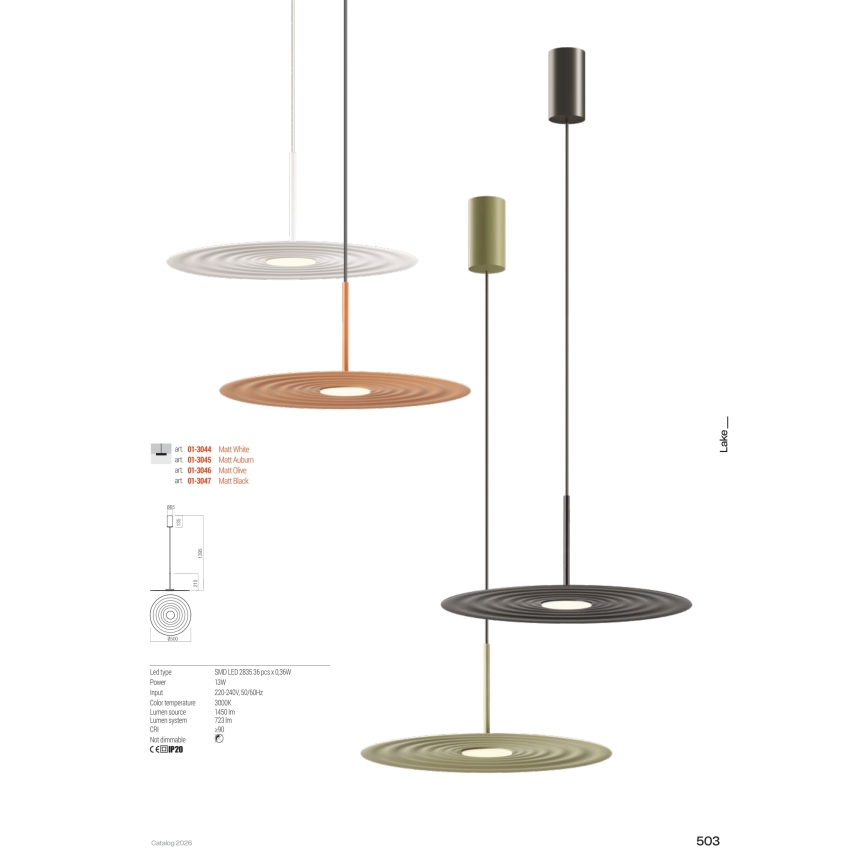 Redo 01-3045 - LED κρεμαστό φωτιστικό με καλώδιο LAKE LED/13W/230V CRI 90 Ø 50 cm πορτοκαλί