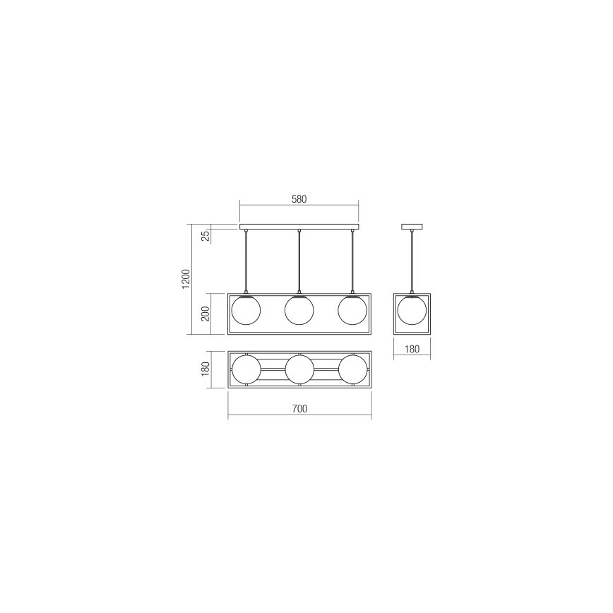 Redo 01-3057 -Κρεμαστό φωτιστικό οροφής ράγα ZODIAC 3xE14/28W/230V