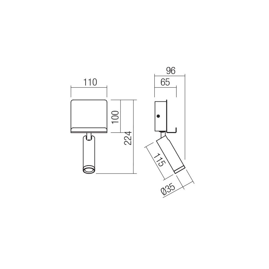 Redo 01-3084 - Φωτιστικό σποτ τοίχου LED PANEL LED/3,5W/230V USB μαύρο