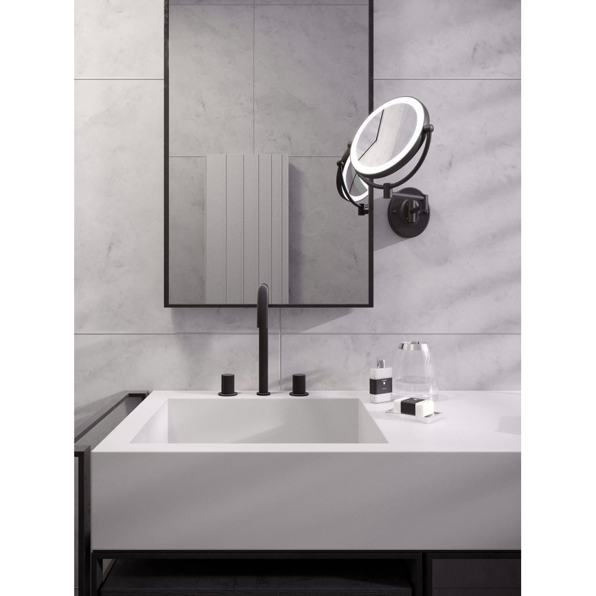 Redo 01-3088 - LED Dimming αφής καθρέπτης μακιγιάζ SELFIE LED/7W/230V 3000/4000/6000K μαύρο