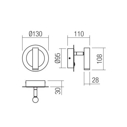 Redo 01-3090 - Φωτιστικό σποτ τοίχου LED CLOSER LED/6W/230V μαύρο