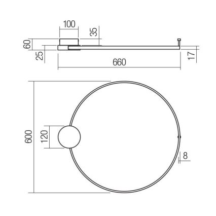 Redo 01-3103 - Φωτιστικό τοίχου LED ATOM LED/20W/230V διάμετρος 60 cm