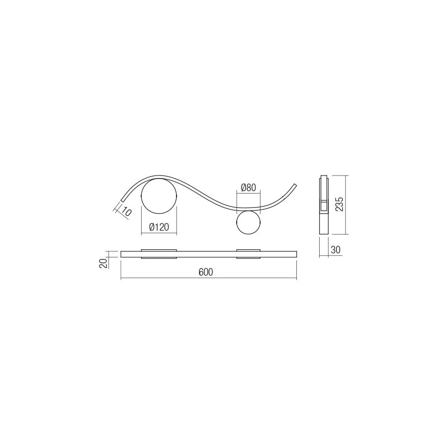 Redo 01-3110 - Φωτιστικό τοίχου LED WAVE LED/9W/230V μαύρο