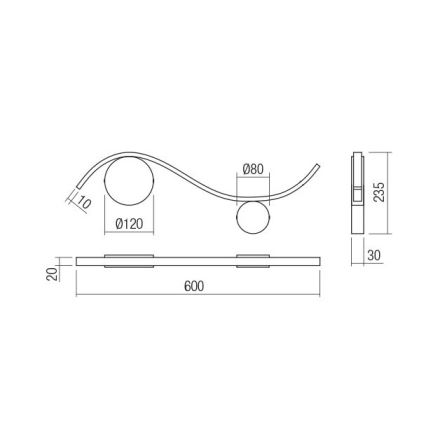 Redo 01-3110 - Φωτιστικό τοίχου LED WAVE LED/9W/230V μαύρο