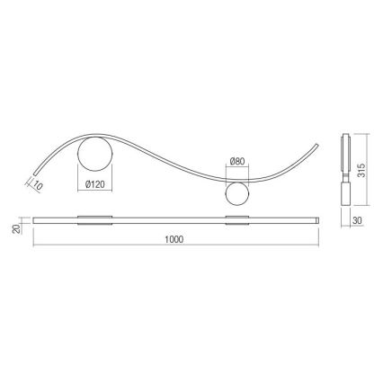 Redo 01-3112 - Φωτιστικό τοίχου LED WAVE LED/11W/230V ορείχαλκος