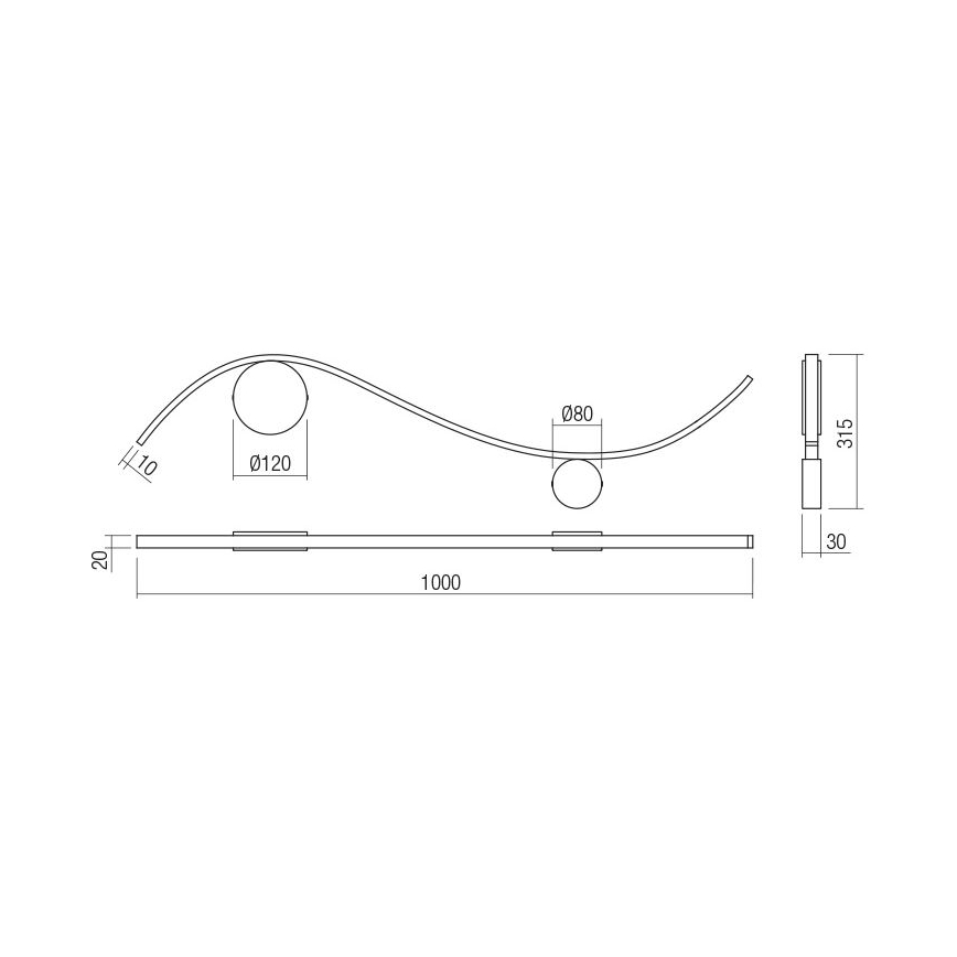 Redo 01-3112 - Φωτιστικό τοίχου LED WAVE LED/11W/230V ορείχαλκος