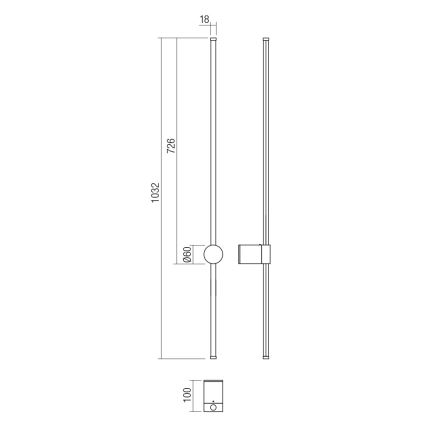 Redo 01-3124 - Φωτιστικό τοίχου LED TABOO LED/11W/230V ορείχαλκος