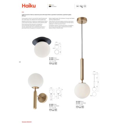 Redo 01-3128 - Φωτιστικό οροφής HAIKU 1xE14/28W/230V ορείχαλκος