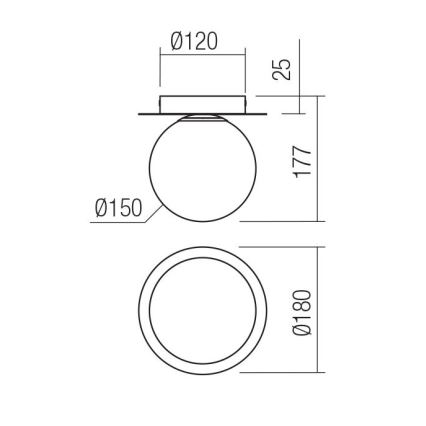 Redo 01-3129 - Φωτιστικό οροφής HAIKU 1xE14/28W/230V διάμετρος 18 cm μαύρο