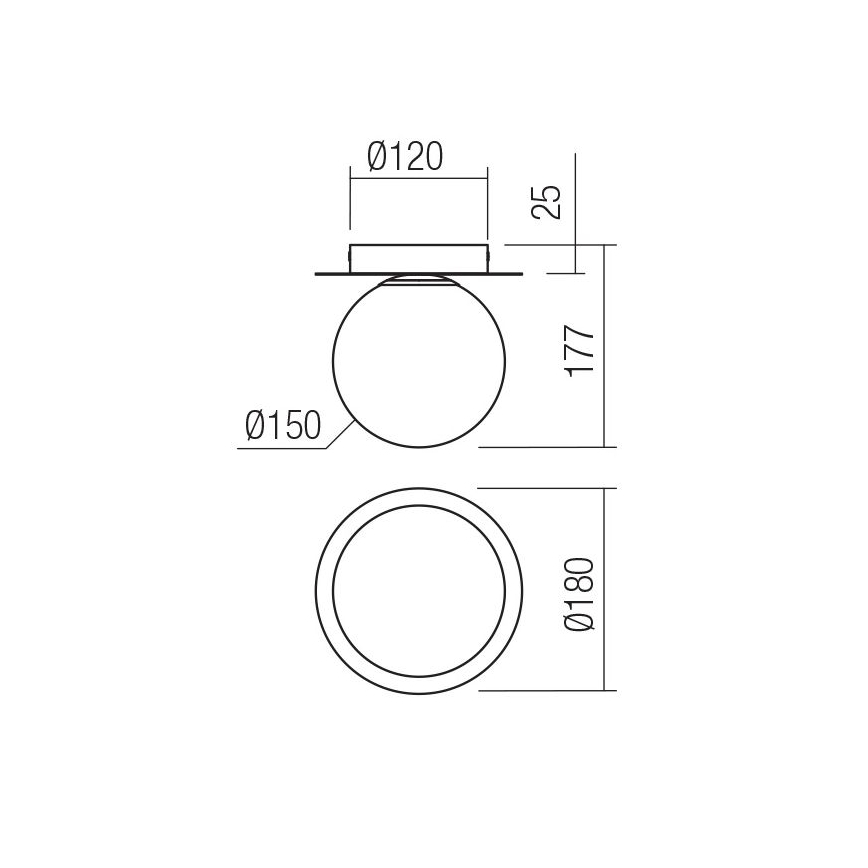 Redo 01-3129 - Φωτιστικό οροφής HAIKU 1xE14/28W/230V διάμετρος 18 cm μαύρο