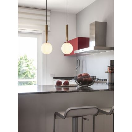 Redo 01-3130 - Κρεμαστό φωτιστικό οροφής HAIKU 1xE14/28W/230V διάμετρος 15 cm ορείχαλκος