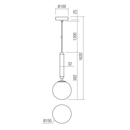 Redo 01-3130 - Κρεμαστό φωτιστικό οροφής HAIKU 1xE14/28W/230V διάμετρος 15 cm ορείχαλκος