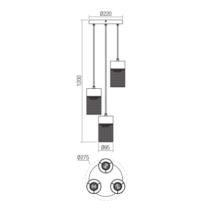 Redo 01-3142 -Κρεμαστό φωτιστικό οροφής τρίφωτο STEM 3xE27/42W/230V