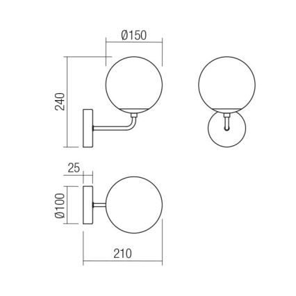 Redo 01-3147 - Φωτιστικό τοίχου BOWLING 1xE27/42W/230V χρυσαφί