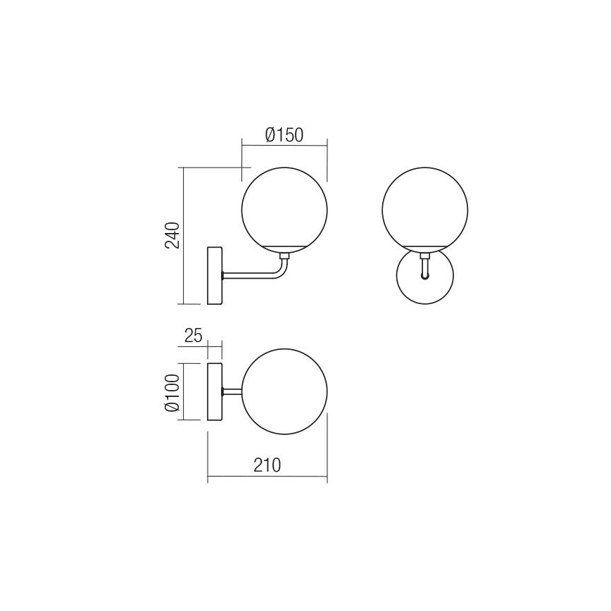 Redo 01-3147 - Φωτιστικό τοίχου BOWLING 1xE27/42W/230V χρυσαφί