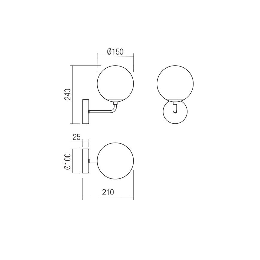 Redo 01-3148 - Φωτιστικό τοίχου BOWLING 1xE27/42W/230V μαύρο