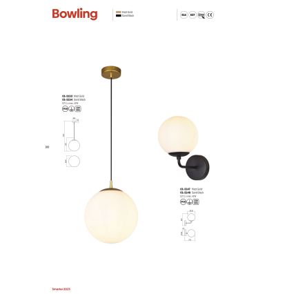 Redo 01-3153 -Κρεμαστό φωτιστικό οροφής BOWLING 1xE27/42W/230V χρυσαφί