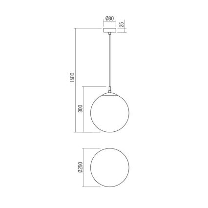 Redo 01-3154 - Κρεμαστό φωτιστικό οροφής BOWLING 1xE27/42W/230V μαύρο