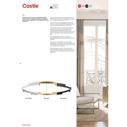 Redo 01-3172 - Led Dimmable κρεμαστό φωτιστικό οροφής CASTLE LED/36W/230V χρυσαφί