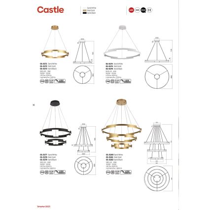 Redo 01-3172 - Led Dimmable κρεμαστό φωτιστικό οροφής CASTLE LED/36W/230V χρυσαφί