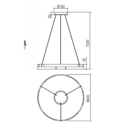 Redo 01-3172 - Led Dimmable κρεμαστό φωτιστικό οροφής CASTLE LED/36W/230V χρυσαφί