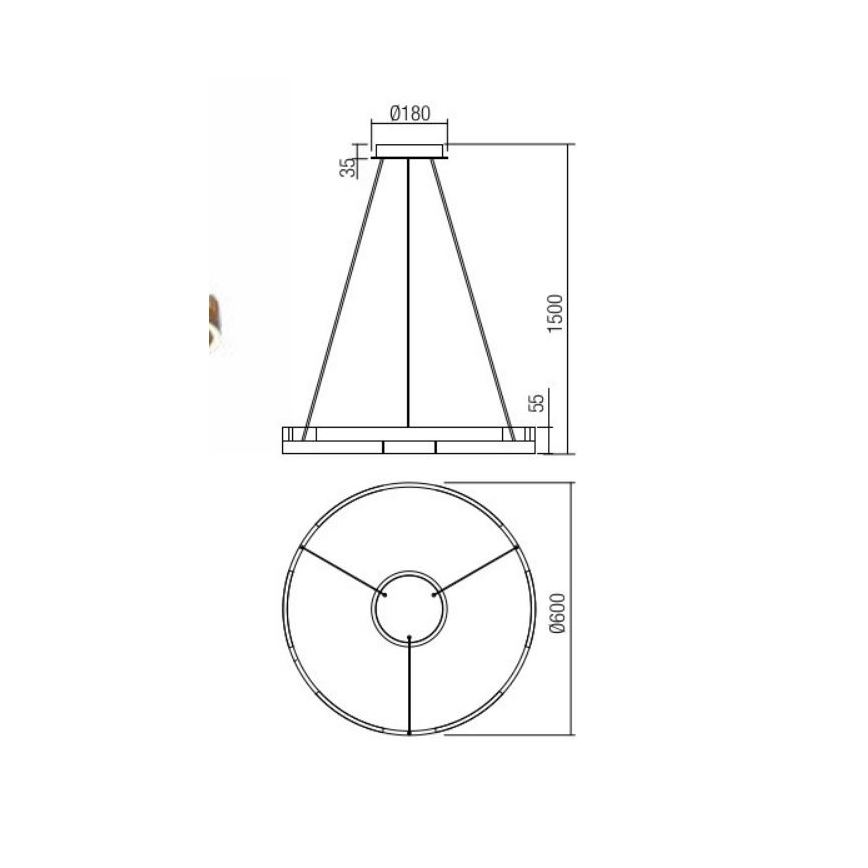 Redo 01-3172 - Led Dimmable κρεμαστό φωτιστικό οροφής CASTLE LED/36W/230V χρυσαφί