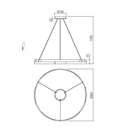 Redo 01-3175 - Led Dimmable κρεμαστό φωτιστικό οροφής CASTLE LED/45W/230V χρυσαφί