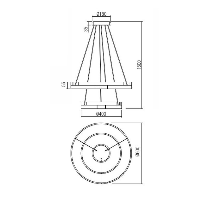 Redo 01-3179 - Led Dimmable κρεμαστό φωτιστικό οροφής CASTLE LED/60W/230V μαύρο