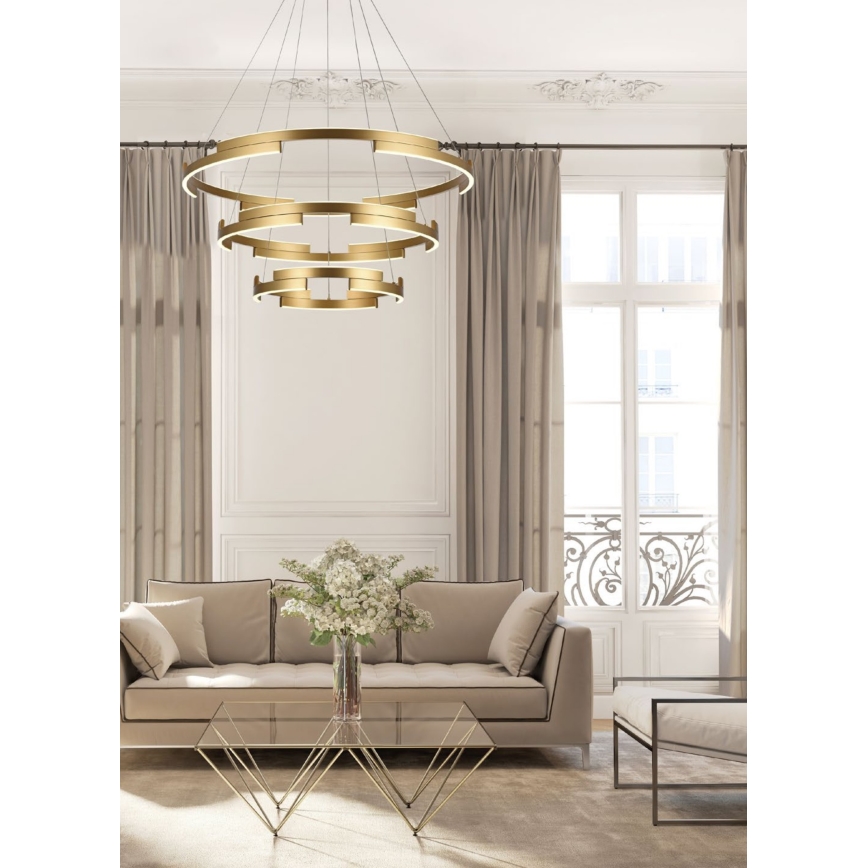 Redo 01-3181 - Led Dimmable κρεμαστό φωτιστικό οροφής CASTLE LED/80W/230V χρυσαφί