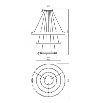 Redo 01-3181 - Led Dimmable κρεμαστό φωτιστικό οροφής CASTLE LED/80W/230V χρυσαφί